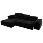 Narożnik z elektrycznym sterowaniem RILASSO L - strona lewa - czarny, plusz