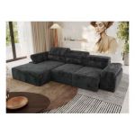 Narożnik z elektrycznym sterowaniem RILASSO L - strona lewa - ciemnoszary, plusz