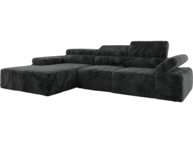 Narożnik z elektrycznym sterowaniem RILASSO L - strona lewa - ciemnoszary, plusz