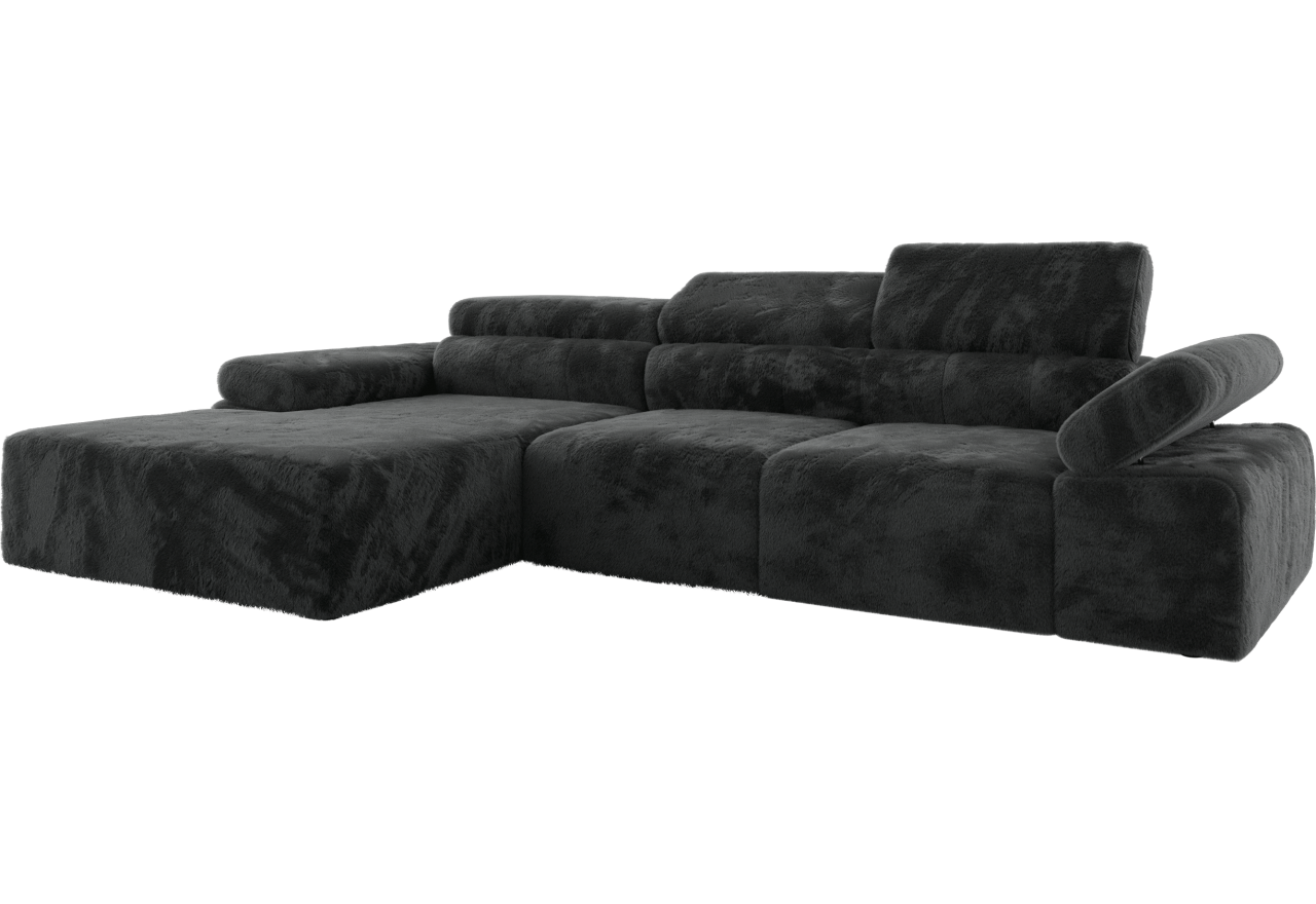 Narożnik z elektrycznym sterowaniem RILASSO L - strona lewa - ciemnoszary, plusz