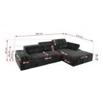 Narożnik z elektrycznym sterowaniem RILASSO L - strona lewa - ciemnoszary, plusz