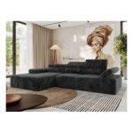 Narożnik z elektrycznym sterowaniem RILASSO L - strona lewa - ciemnoszary, plusz