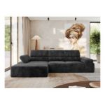 Narożnik z elektrycznym sterowaniem RILASSO L - strona lewa - ciemnoszary, plusz