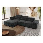 Narożnik z elektrycznym sterowaniem RILASSO L - strona lewa - ciemnoszary, plusz