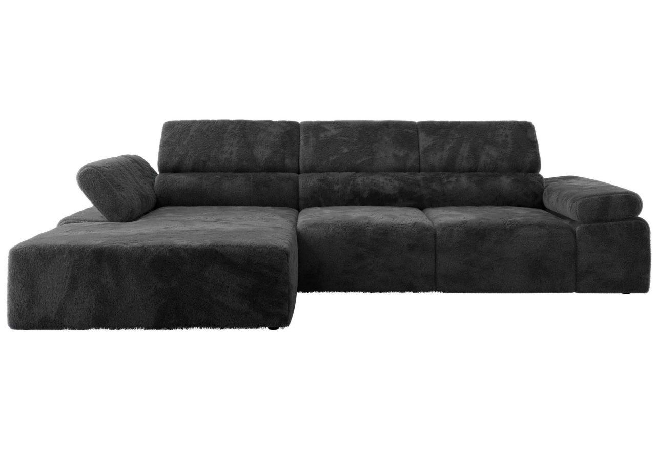 Narożnik z elektrycznym sterowaniem RILASSO L - strona lewa - ciemnoszary, plusz