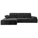 Narożnik z elektrycznym sterowaniem RILASSO L - strona lewa - ciemnoszary, plusz