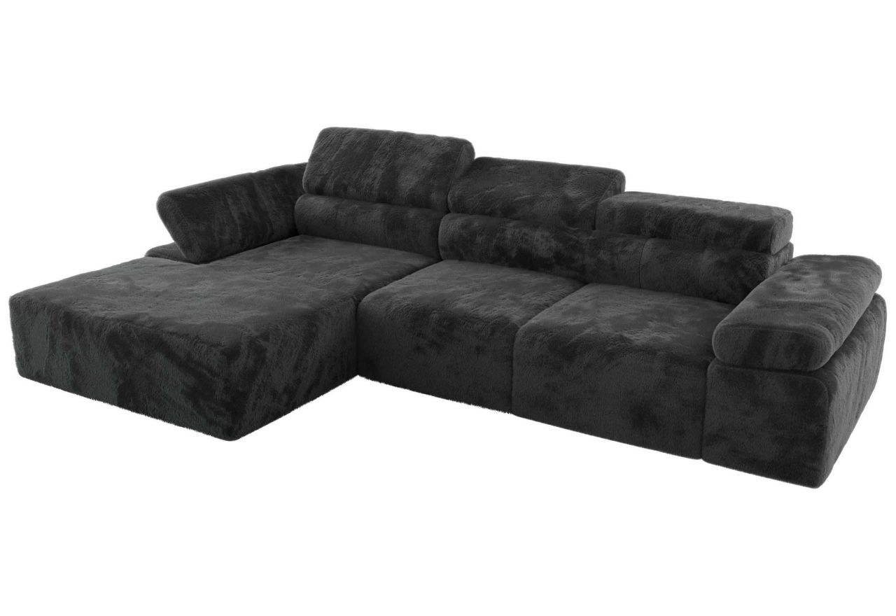 Narożnik z elektrycznym sterowaniem RILASSO L - strona lewa - ciemnoszary, plusz