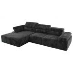 Narożnik z elektrycznym sterowaniem RILASSO L - strona lewa - ciemnoszary, plusz