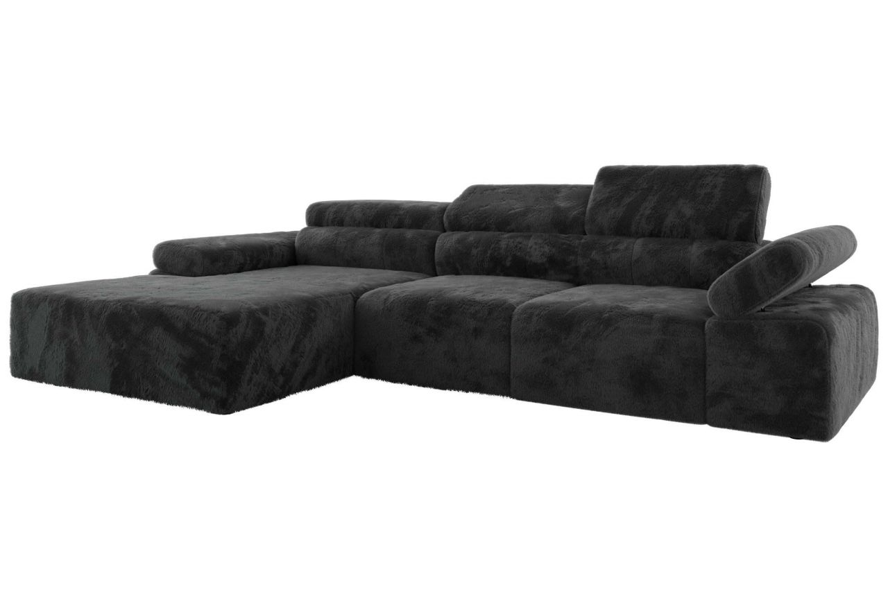 Narożnik z elektrycznym sterowaniem RILASSO L - strona lewa - ciemnoszary, plusz