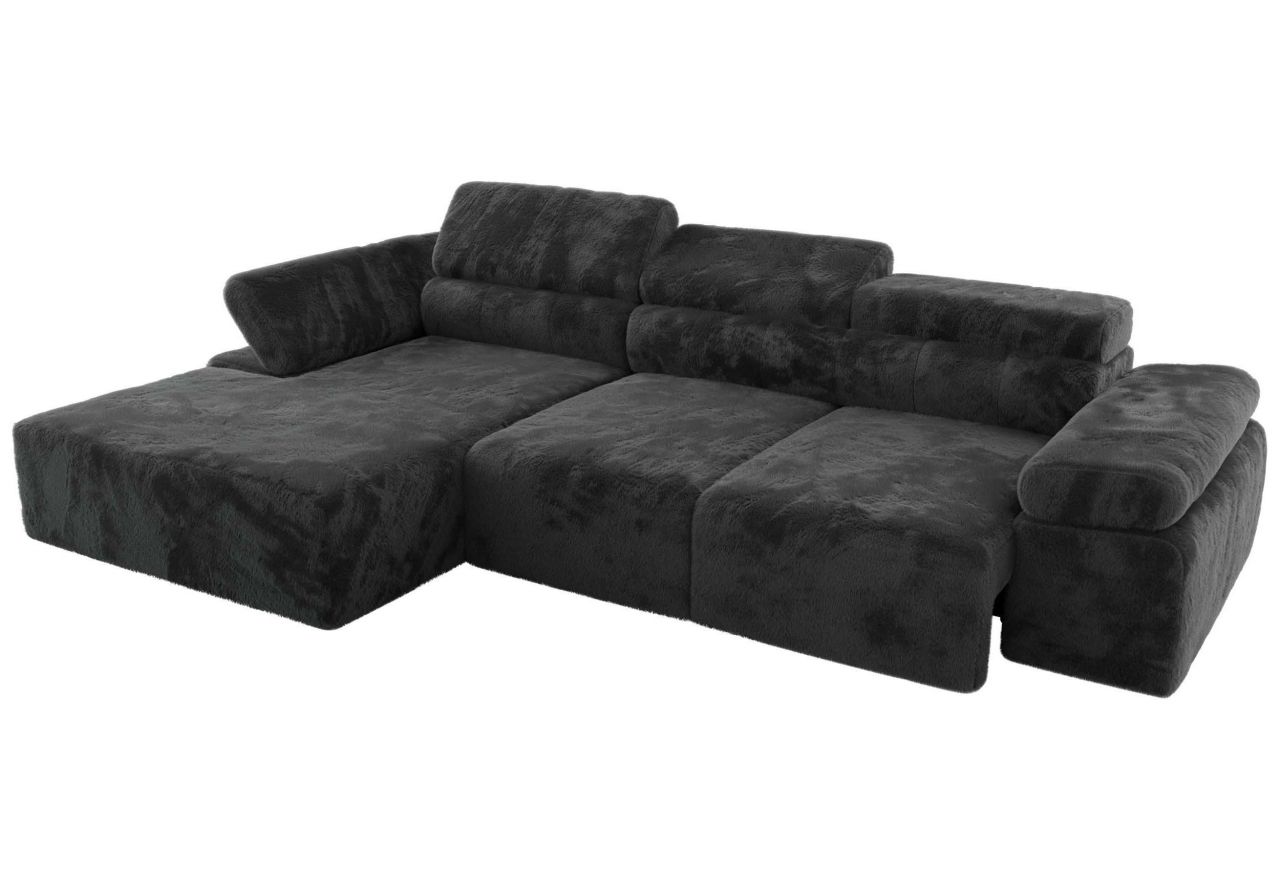 Narożnik z elektrycznym sterowaniem RILASSO L - strona lewa - ciemnoszary, plusz