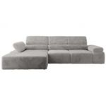 Narożnik z elektrycznym sterowaniem RILASSO L - strona lewa - jasnoszary, plusz