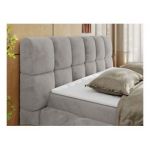 Łóżko kontynentalne NIRA 140x200 - H4 - jasnoszary, plusz