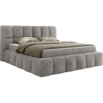 Łóżko kontynentalne NIRA 180x200 - H4 - jasnoszary, plusz