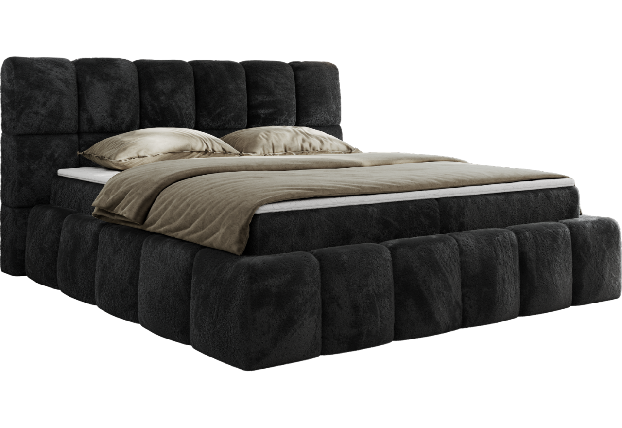 Łóżko kontynentalne NIRA 160x200 - H3 - ciemnoszary, plusz