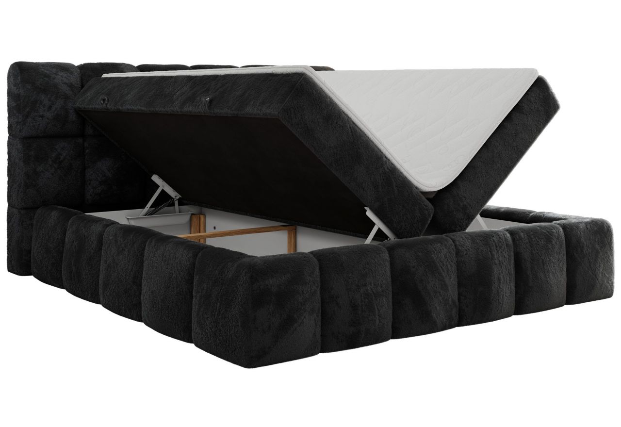 Łóżko kontynentalne NIRA 200x200 - H3 - ciemnoszary, plusz