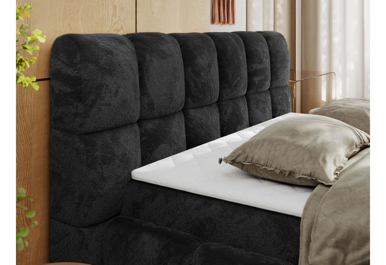 Łóżko kontynentalne NIRA 120x200 - H4 - ciemnoszary, plusz