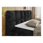 Łóżko kontynentalne NIRA 120x200 - H4 - ciemnoszary, plusz