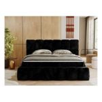 Łóżko kontynentalne NIRA 120x200 - H3 - czarny, plusz