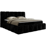 Łóżko kontynentalne NIRA 140x200 - H3 - czarny, plusz