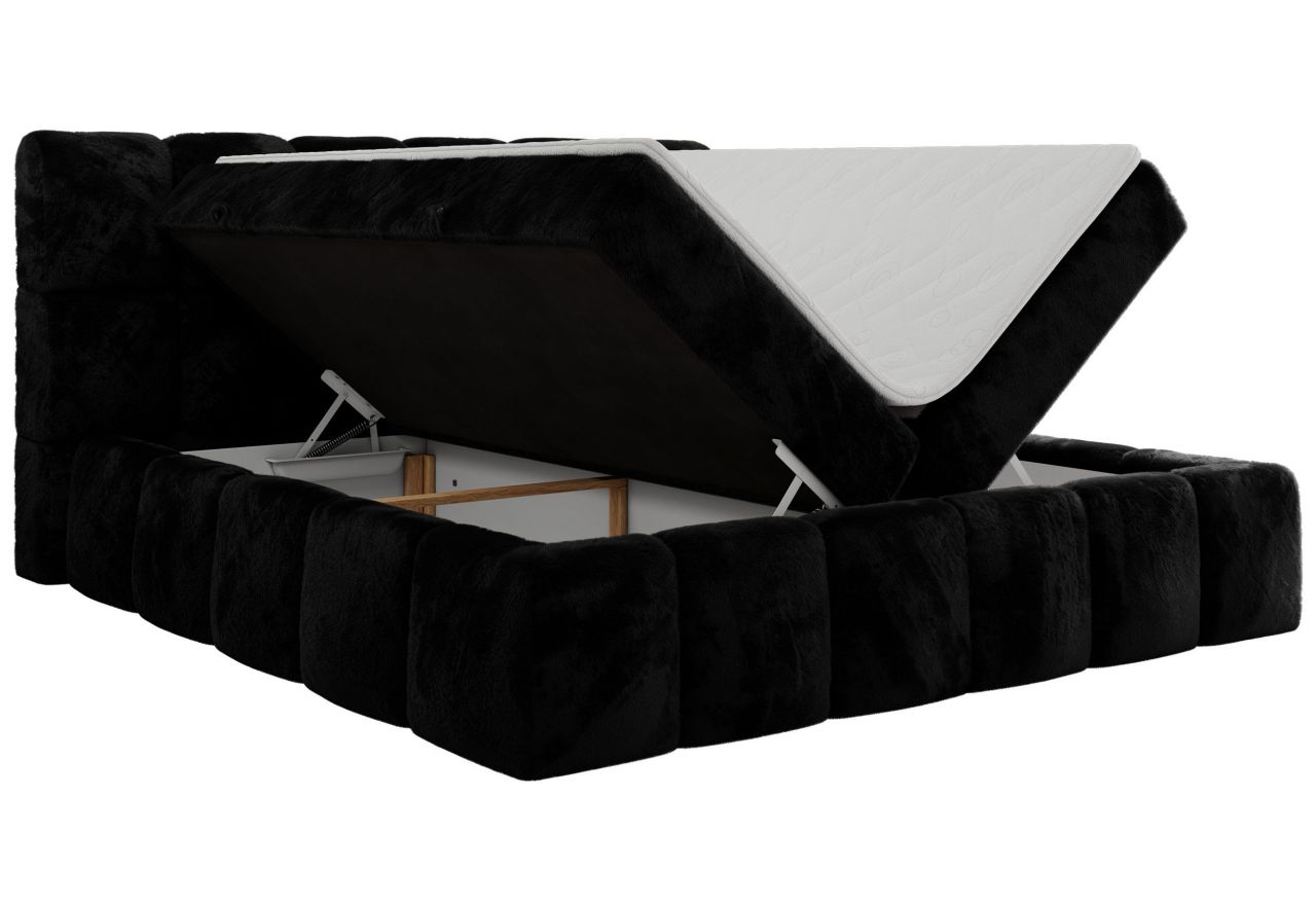 Łóżko kontynentalne NIRA 180x200 - H3 - czarny, plusz