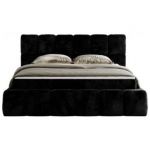 Łóżko kontynentalne NIRA 200x200 - H3 - czarny, plusz