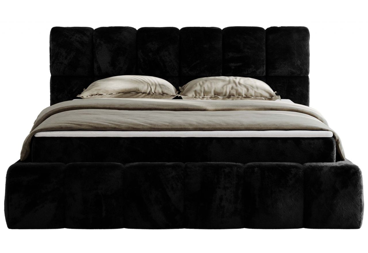 Łóżko kontynentalne NIRA 140x200 - H4 - czarny, plusz