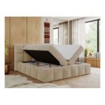 Łóżko kontynentalne NIRA 160x200 - H3 - kremowy, plusz