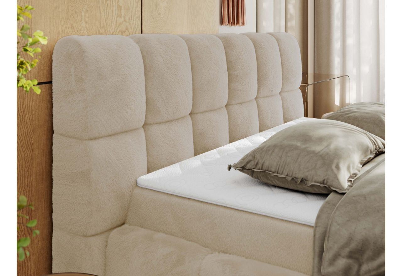 Łóżko kontynentalne NIRA 200x200 - H4 - kremowy, plusz