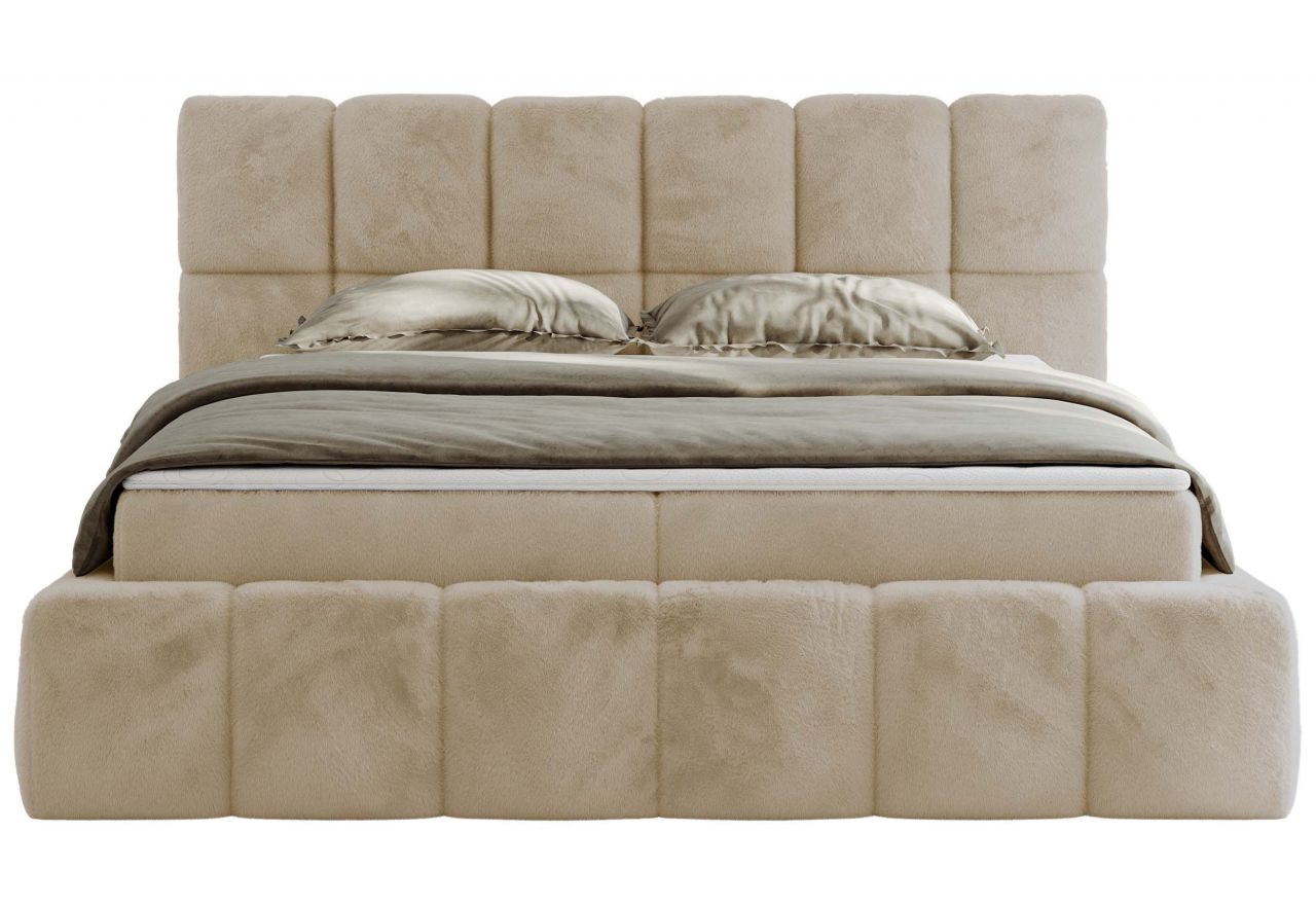 Łóżko kontynentalne NIRA 200x200 - H4 - kremowy, plusz