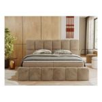 Łóżko kontynentalne NIRA 120x200 - H3 - beżowy, plusz