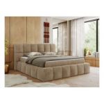 Łóżko kontynentalne NIRA 140x200 - H3 - beżowy, plusz