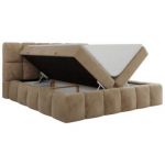 Łóżko kontynentalne NIRA 160x200 - H3 - beżowy, plusz