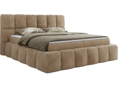 Łóżko kontynentalne NIRA 160x200 - H4 - beżowy, plusz