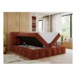 Łóżko kontynentalne NIRA 140x200 - H3 - pomarańczowy, plusz