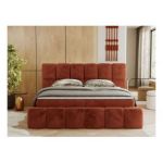 Łóżko kontynentalne NIRA 140x200 - H3 - pomarańczowy, plusz