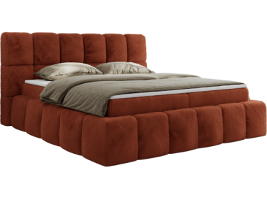 Łóżko kontynentalne NIRA 160x200 - H3 - pomarańczowy, plusz