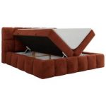 Łóżko kontynentalne NIRA 200x200 - H3 - pomarańczowy, plusz