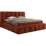 Łóżko kontynentalne NIRA 120x200 - H4 - pomarańczowy, plusz