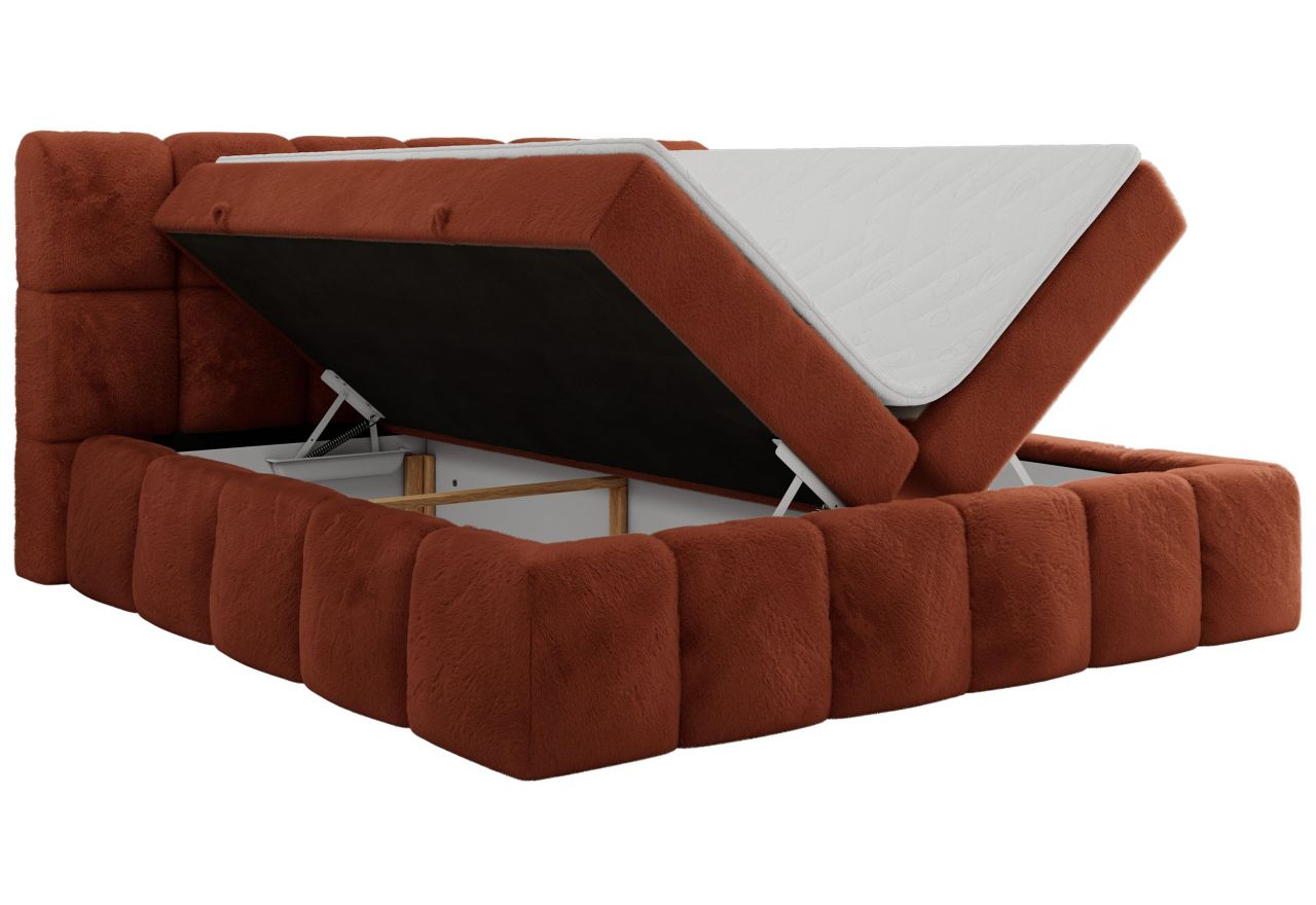 Łóżko kontynentalne NIRA 120x200 - H4 - pomarańczowy, plusz