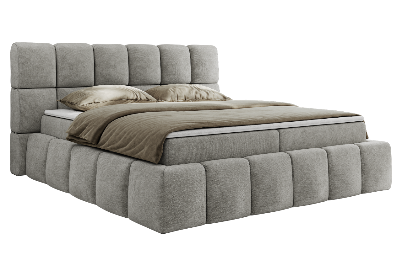 Łóżko kontynentalne NIRA 120x200 - H3 - jasnoszary, struktura