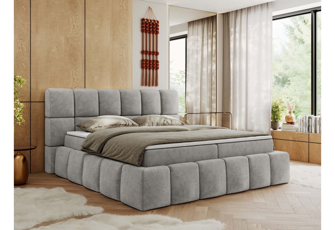 Łóżko kontynentalne NIRA 140x200 - H3 - jasnoszary, struktura