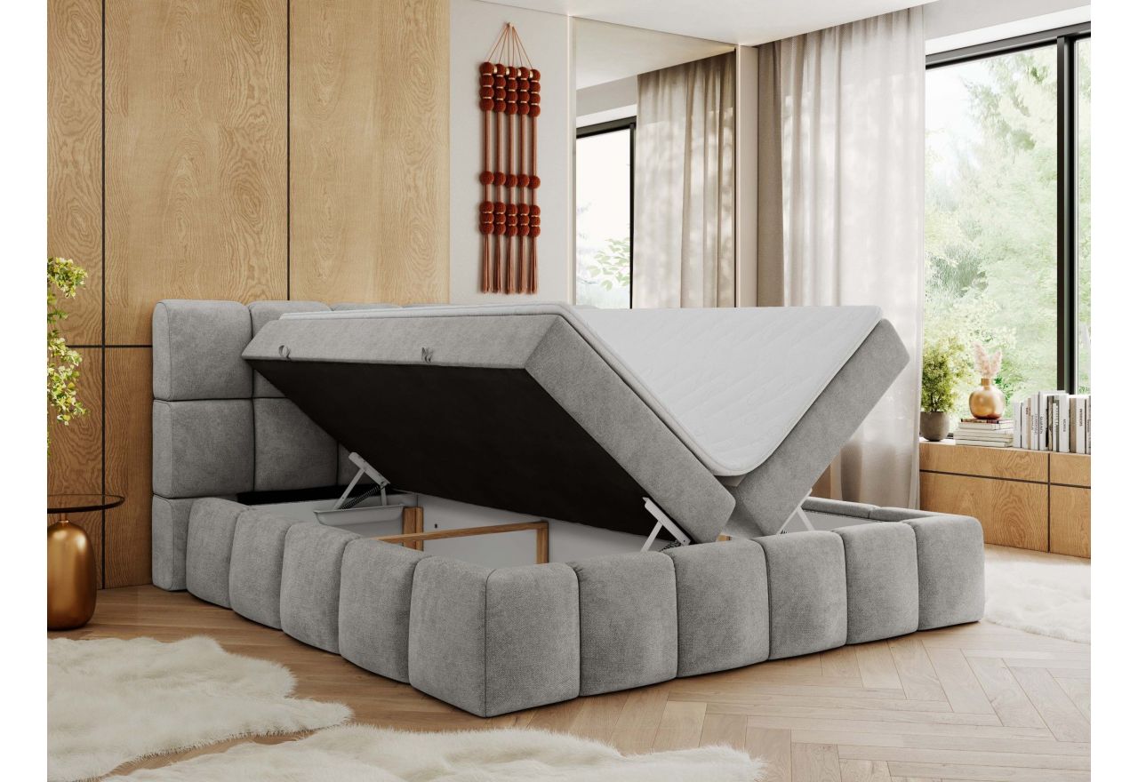 Łóżko kontynentalne NIRA 140x200 - H3 - jasnoszary, struktura