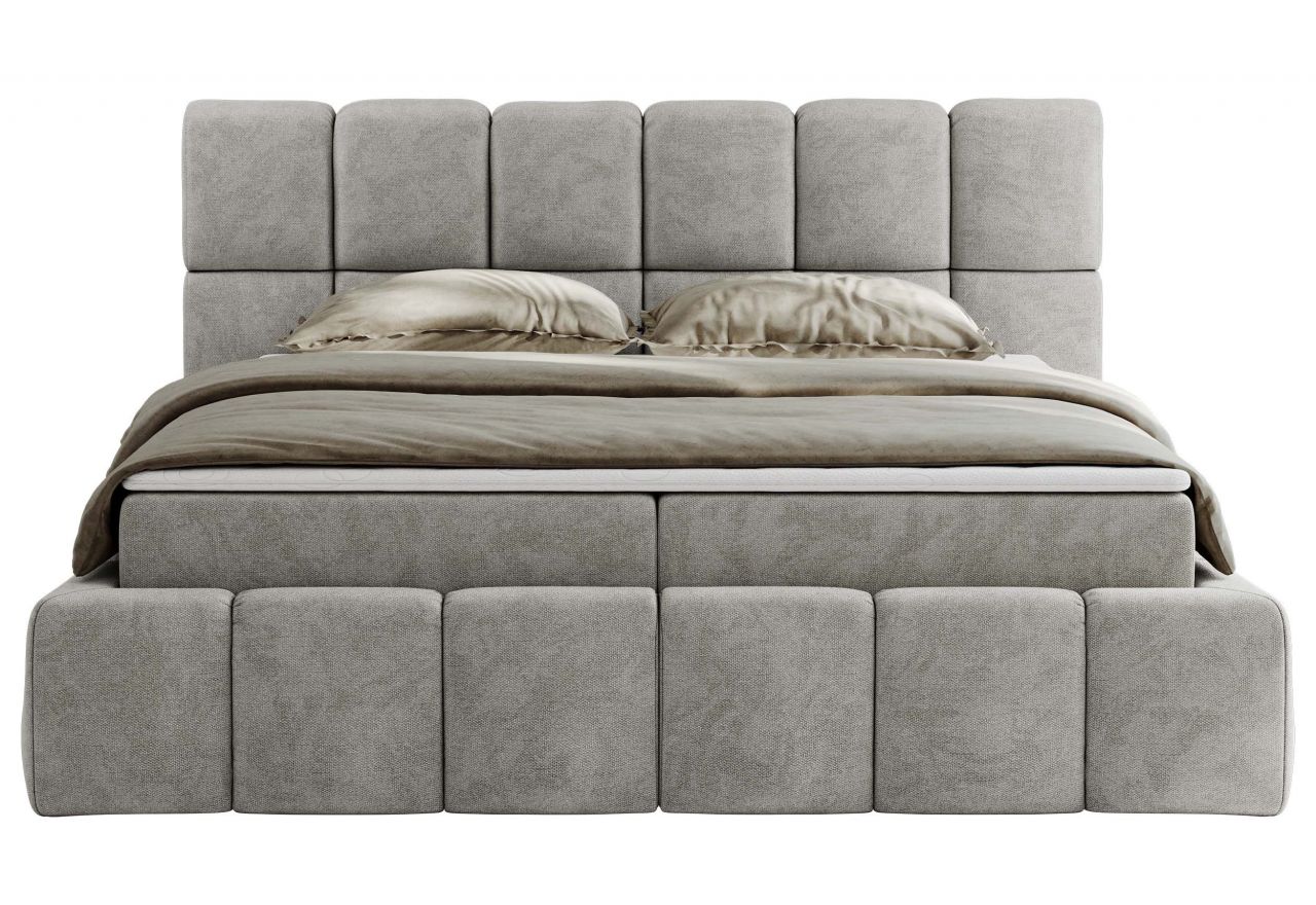 Łóżko kontynentalne NIRA 140x200 - H3 - jasnoszary, struktura