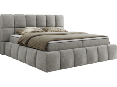 Łóżko kontynentalne NIRA 160x200 - H4 - jasnoszary, struktura