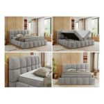 Łóżko kontynentalne NIRA 180x200 - H4 - jasnoszary, struktura