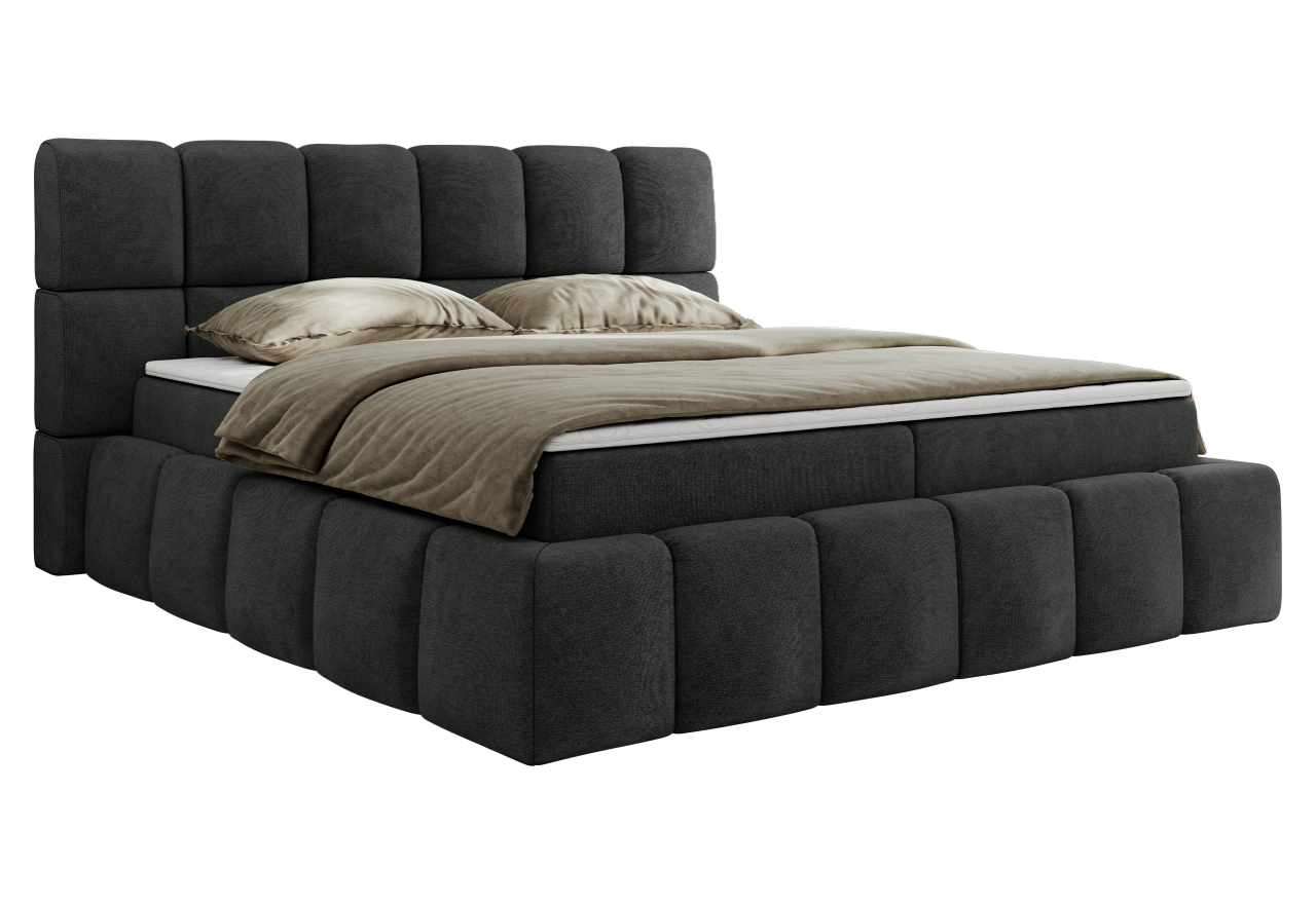 Łóżko kontynentalne NIRA 200x200 - H4 - ciemnoszary, struktura