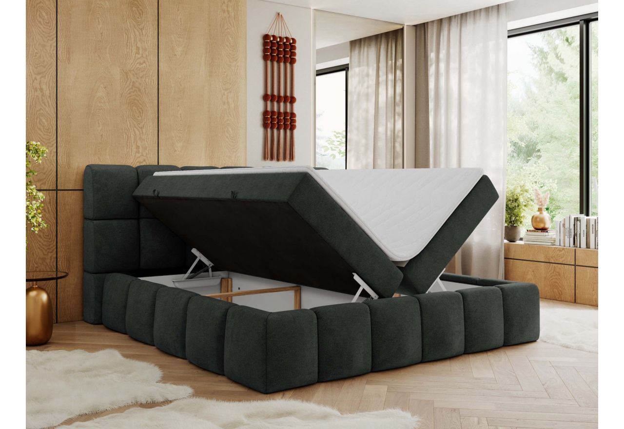 Łóżko kontynentalne NIRA 200x200 - H4 - ciemnoszary, struktura