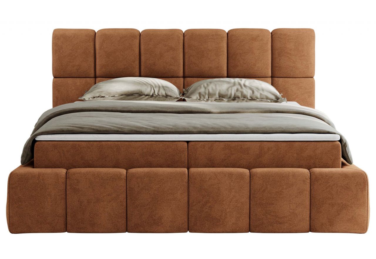 Łóżko kontynentalne NIRA 160x200 - H3 - pomarańczowy, struktura