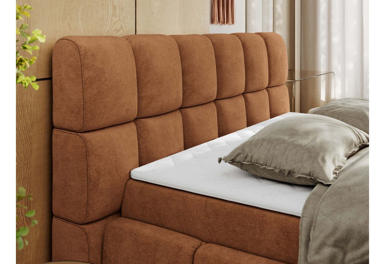 Łóżko kontynentalne NIRA 200x200 - H3 - pomarańczowy, struktura