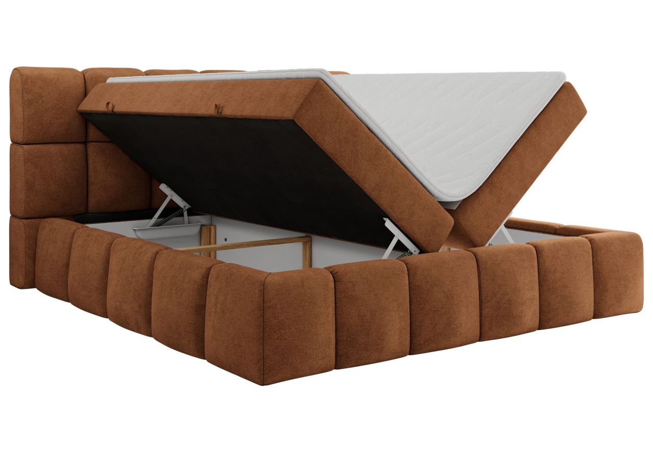 Łóżko kontynentalne NIRA 200x200 - H3 - pomarańczowy, struktura